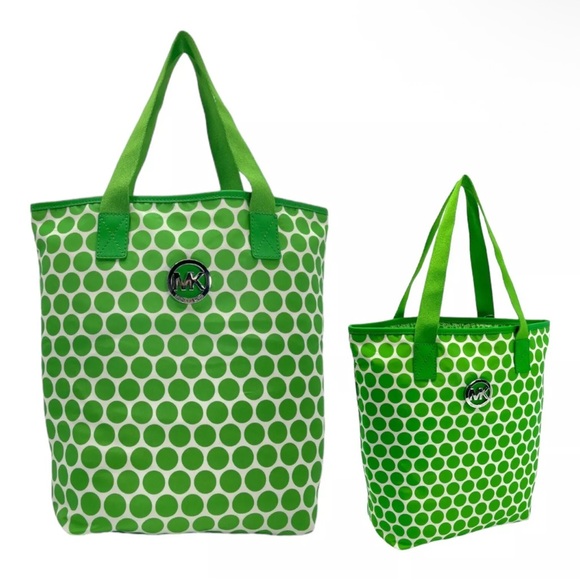 Michael Kors Nylon Kiki Green Geometric Large Tote Bags‎ - Picture 1 of 10